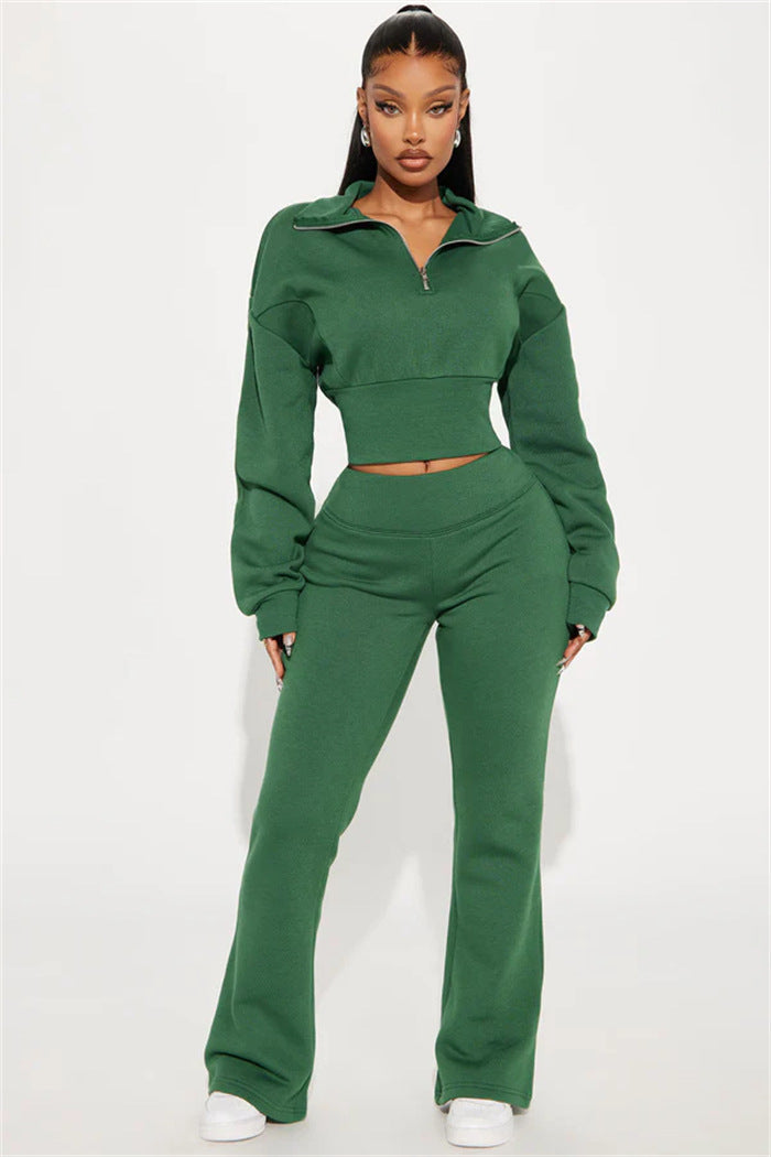 Dames Ensemble de loungewear en polaire sporty avec fermeture éclair Chic und Stil