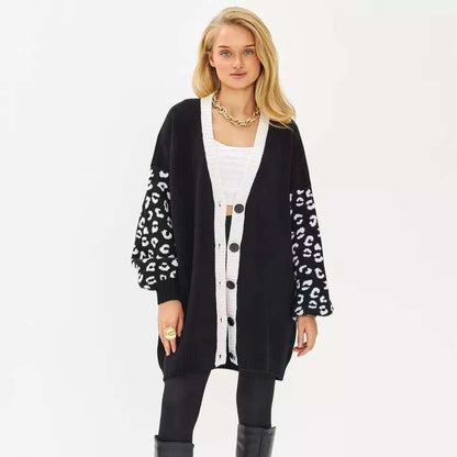 Dames Cardigan tendance avec motif animal et détails de boutons Chic und Stil