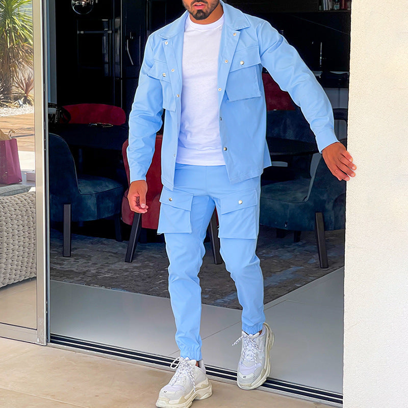Veste Cargo tendance pour hommes avec pantalon assorti dans le style décontracté Chic und Stil