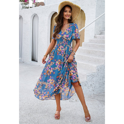 Robe maxi fleur pour femmes avec des manches flottantes Chic und Stil