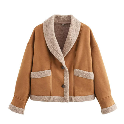 Women cozy transition jacket with soft lining and stylish lapel Chic and Style