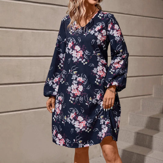 Robe florale à col V pour femmes Chic und Stil