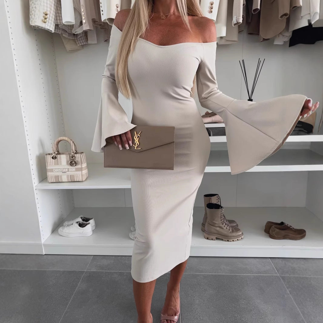 Robe femme avec décolleté off-shoulder et manches évasées Chic und Stil
