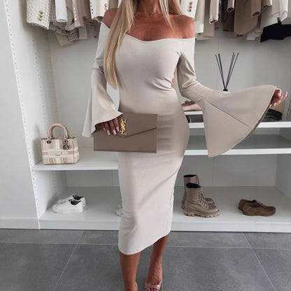 Robe femme avec décolleté off-shoulder et manches évasées Chic und Stil