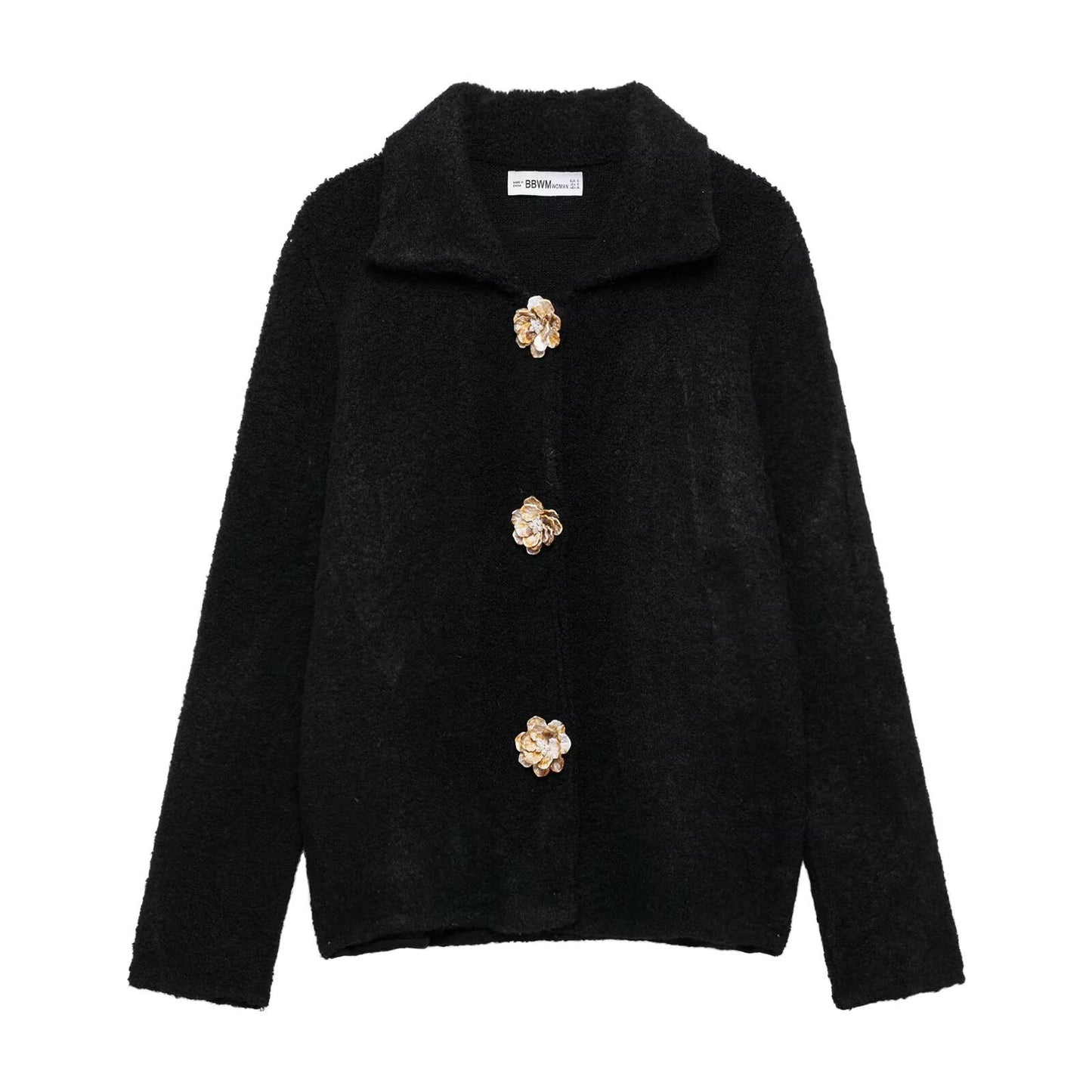 Dames Douillette Fluffy Veste avec Boutons Décoratifs Chic und Stil
