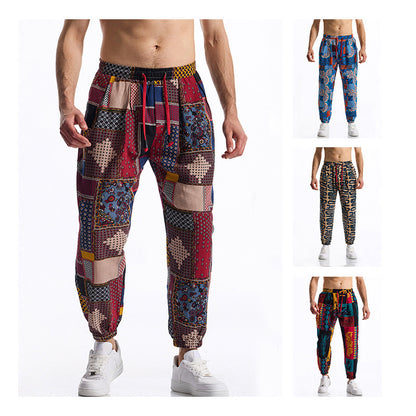 Men's casual pants with colorful pattern and elastic waistband Chic und Stil