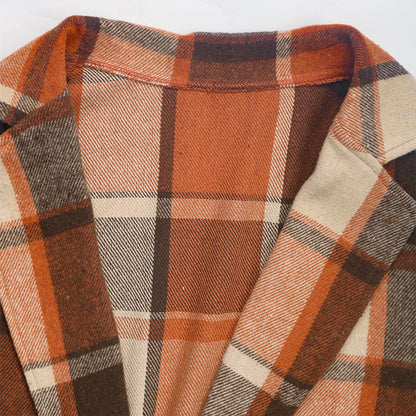 Dames Blazer à carreaux en mélange de laine douce Chic und Stil