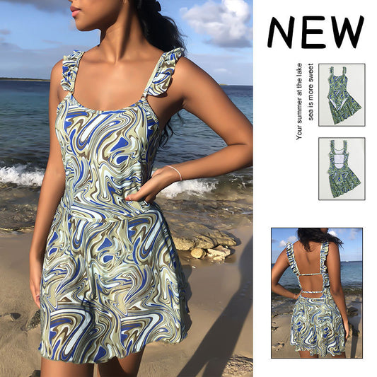 Dames Chemisier à Volants Robe A-Ligne Chic und Stil