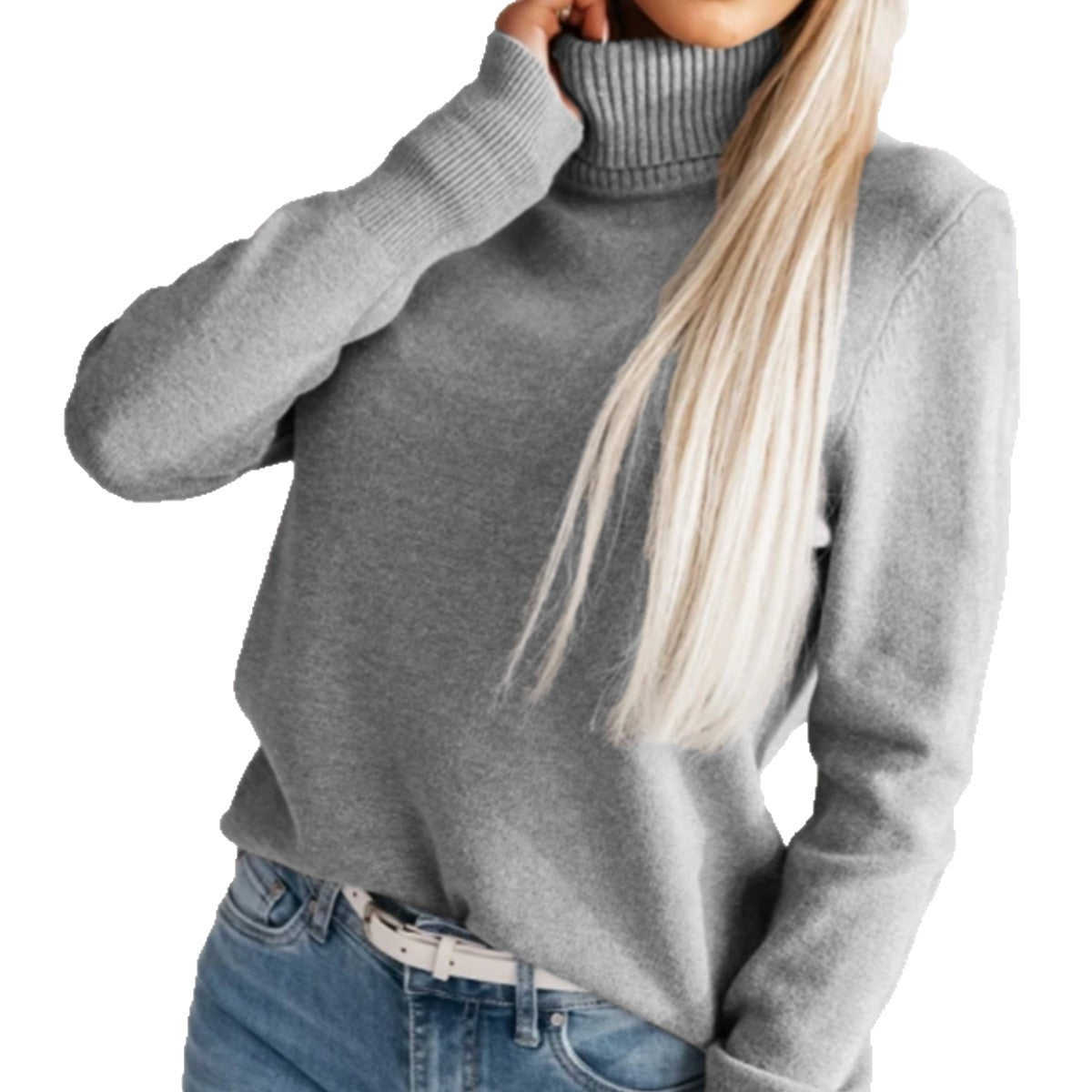 Pull à col roulé élégant pour dames avec détails en boutons Chic und Stil