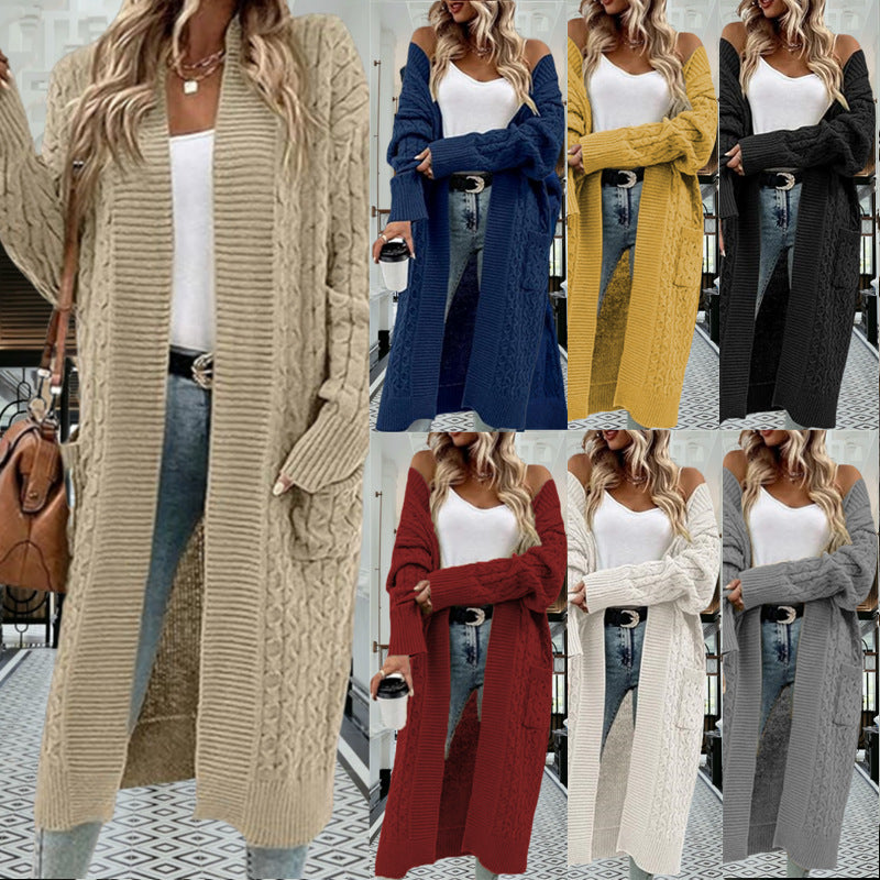 Dames cardigan en grosse maille avec poches ouvertes et finition en câble texturée Chic und Stil