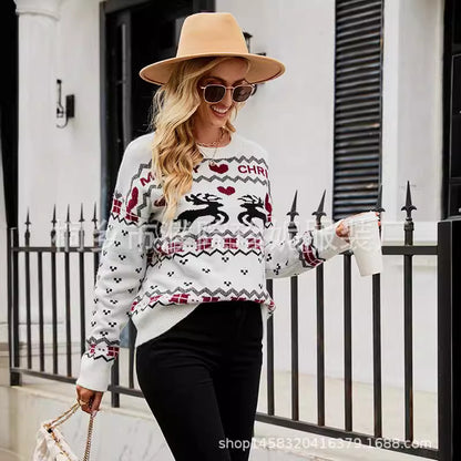 Pulls de Noël pour femmes avec un motif de renne festif et un design tricot moderne Chic und Stil