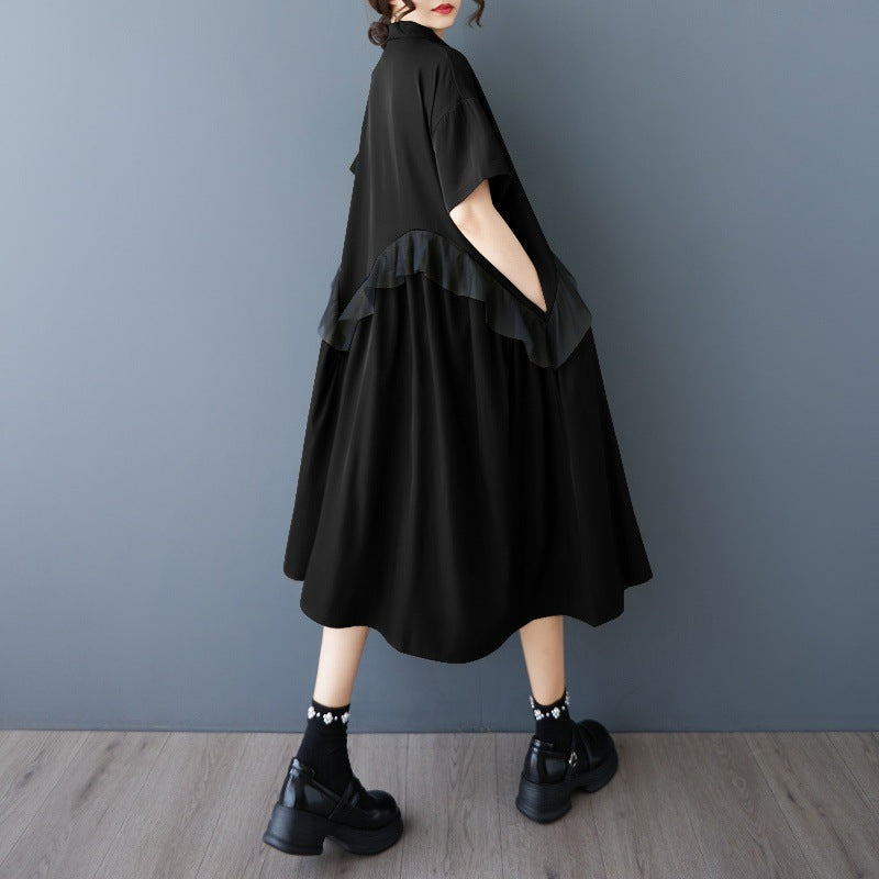 Robe chemise midaxi à bouton pour femme avec détail volant Chic und Stil
