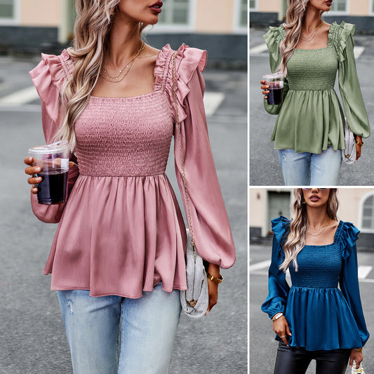 Blouse pour femmes avec des détails volants et une taille élastique Chic und Stil