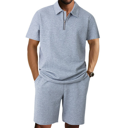 Homme polo à manches courtes moderne avec design contemporain et shorts élastiques Chic und Stil