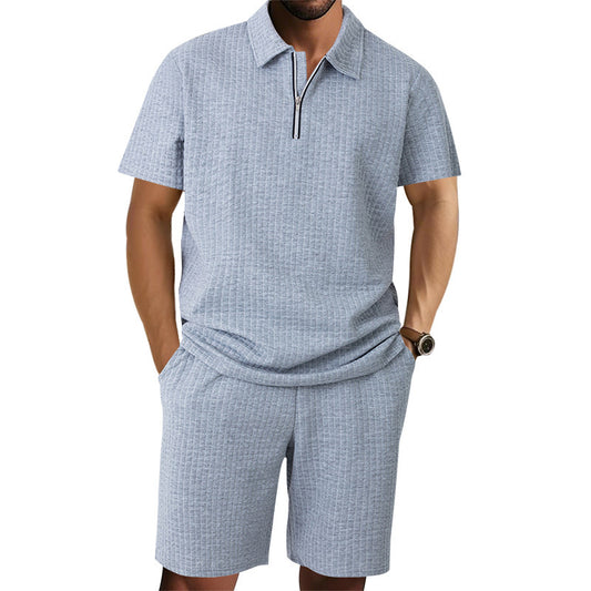 Homme polo à manches courtes moderne avec design contemporain et shorts élastiques Chic und Stil