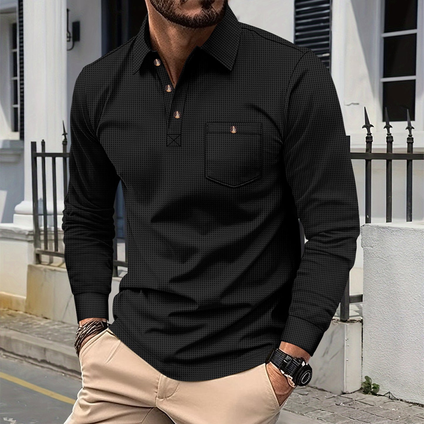 Men's Long Sleeve Polo Chic and Style