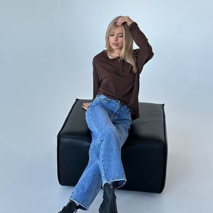 Chemisier long à manches pour dames avec détails de bouton et coupe décontractée Chic und Stil