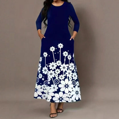 Robe maxi femme avec design floral et poches latérales pratiques Chic und Stil