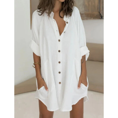 Robe chemise surdimensionnée pour femmes avec poches pratiques et patte de boutonnage Chic und Stil