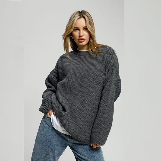 Pull en tricot décontracté pour femmes avec des épaules tombantes et un motif en torsades moderne Chic und Stil