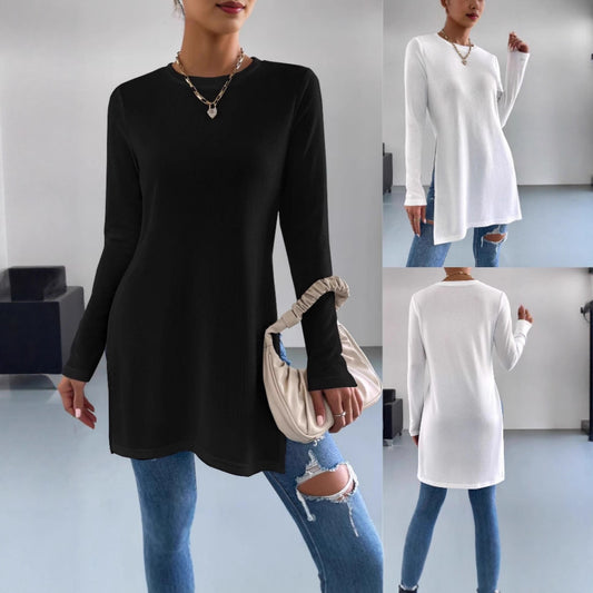 Chemisier à manches longues pour femmes avec fentes latérales et finition de haute qualité Chic und Stil