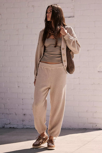 Dames Ensemble de loungewear en tricot décontracté avec haut ample et pantalons confortables Chic und Stil