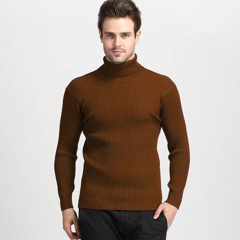 Pull à col roulé pour hommes en fine maille côtelée Chic und Stil