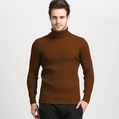 Pull à col roulé pour hommes en fine maille côtelée Chic und Stil