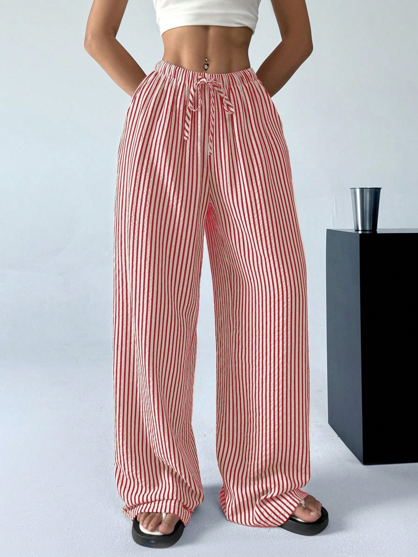 Woman Striped Pants Relaxed Fit Chic and Style