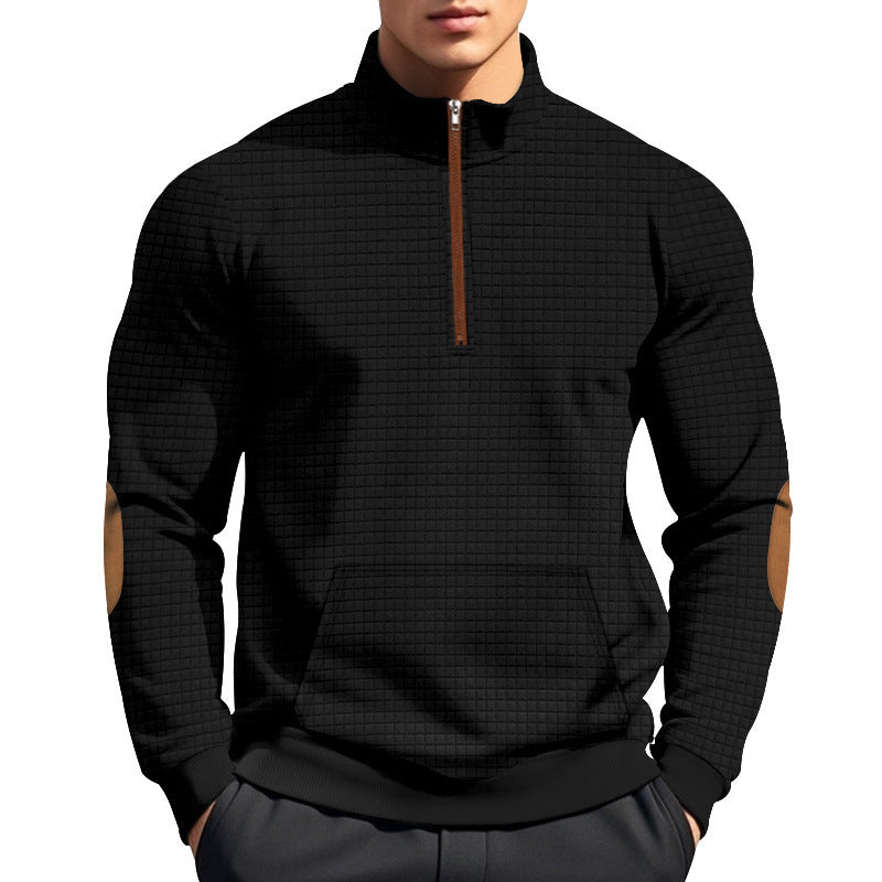 Sporty pullover for men with half-zip closure and textured surface Chic and Style