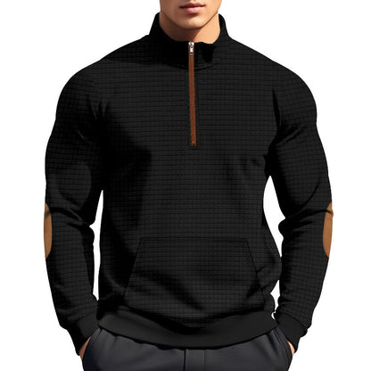 Sporty pullover for men with half-zip closure and textured surface Chic and Style