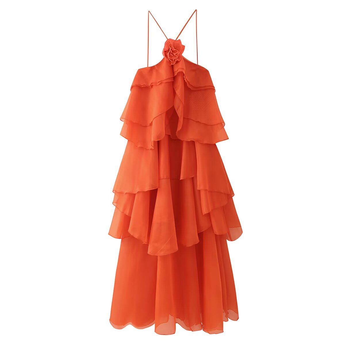 Robe maxi femme avec des volants volumineux et des accents floraux Chic und Stil