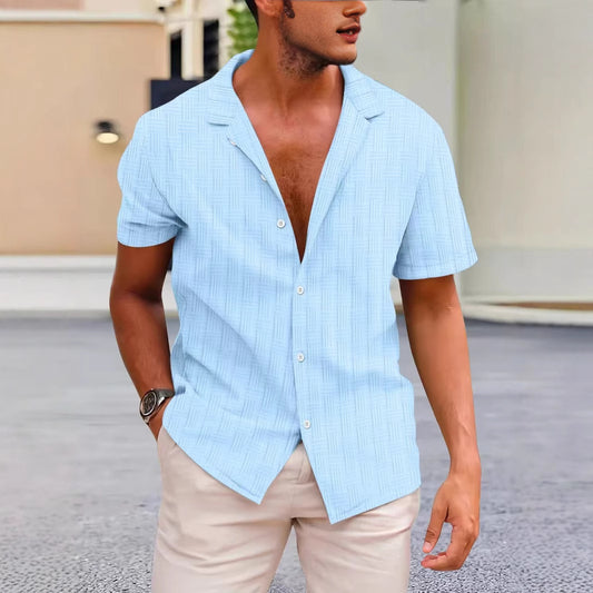 Chemise mode à manches courtes pour hommes avec un design de texture moderne Chic und Stil
