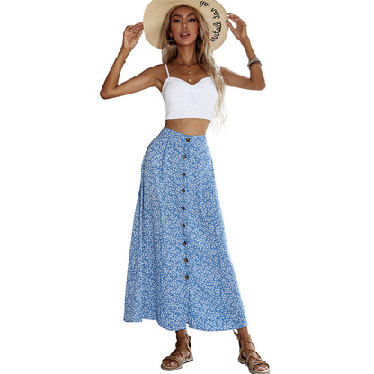 Jupe maxi femme avec détails de boutons et motif floral Chic und Stil