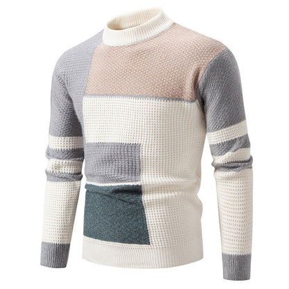 Pull moderne pour hommes avec design de blocs de couleurs texturés Chic und Stil
