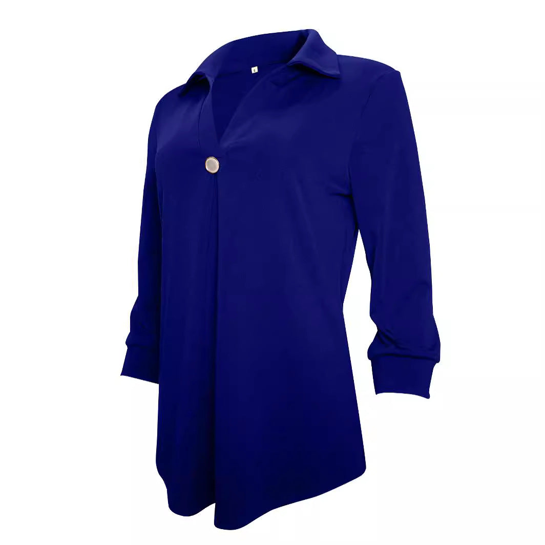 Blouse à manches longues pour femmes avec un élégant décolleté en V et des plis décoratifs Chic und Stil