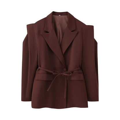 Dames élégant blazer oversize avec détail ceinture Chic und Stil