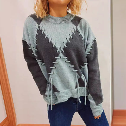 Pull en tricot confortable pour femmes avec un design accrocheur et des détails de lacets modernes Chic und Stil