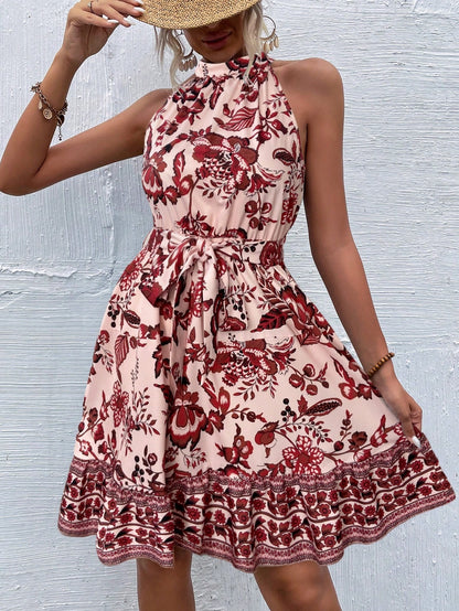 Robe Midi Fleurie Femme avec Design Dos Nu Chic und Stil