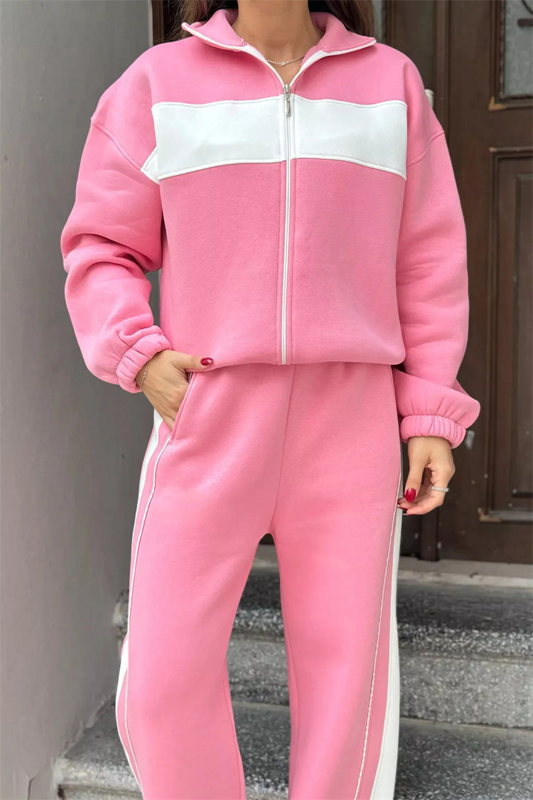 Dames Ensemble de loungewear en polaire sporty avec fermeture éclair Chic und Stil