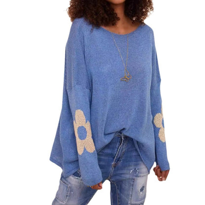 Pull-over pour femmes en tricot épais avec un design floral et une coupe ample Chic und Stil