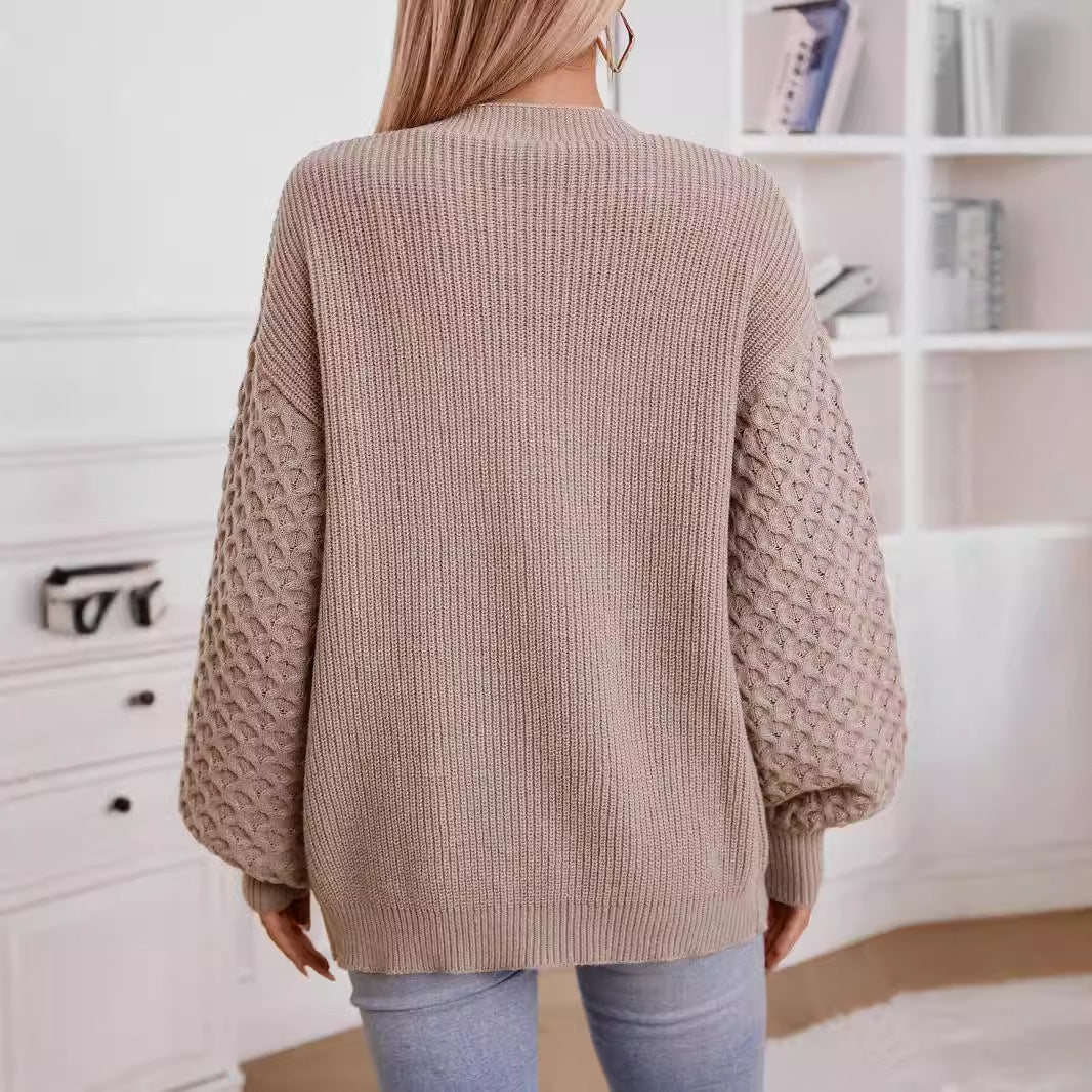 Veste en tricot pour femmes avec des manches texturées et des détails de boutons Chic und Stil