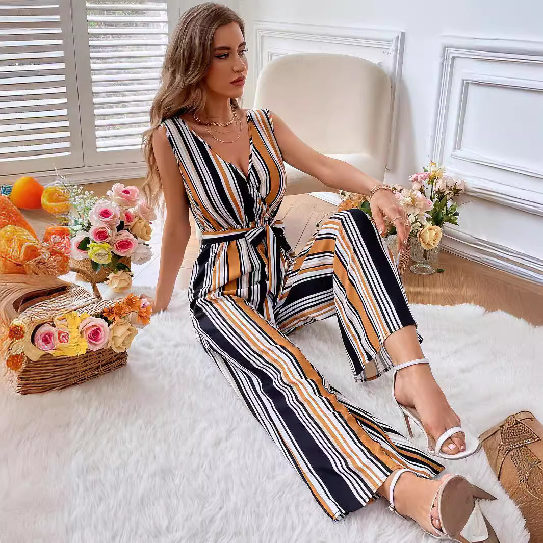 Dames élégante combinaison avec design cintré et rayures à la mode Chic und Stil