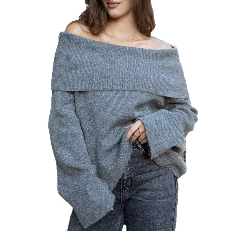 Robe pull off-shoulder pour dames en tricot doux Chic und Stil