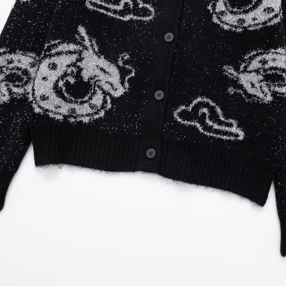 Dames Cardigan à motifs avec motif de dragon et fermeture à boutons Chic und Stil