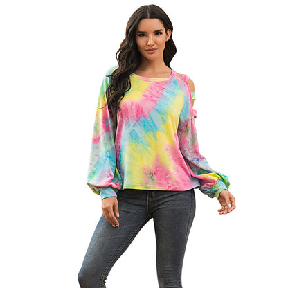 Pull à capuche décontracté pour femmes avec un motif tie-dye à la mode Chic und Stil