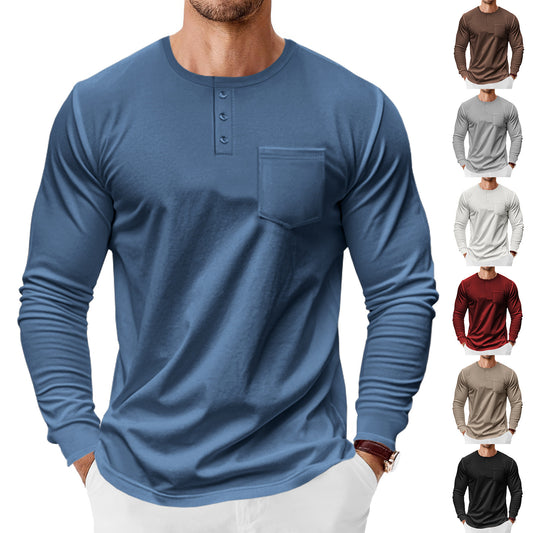 Chemise Henley à manches longues pour hommes avec coupe à la mode et poche poitrine pratique Chic und Stil