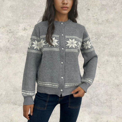 Dames gilet festif tricoté avec motif de Noël Chic und Stil