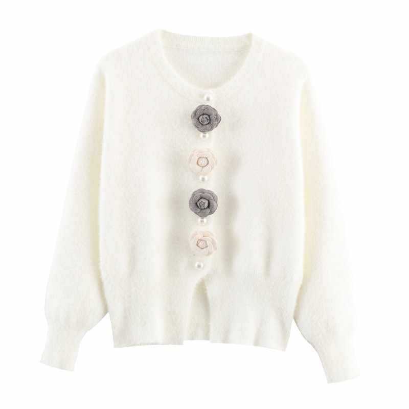 Dames gilet douillet en tricot avec détails de boutons floraux Chic und Stil