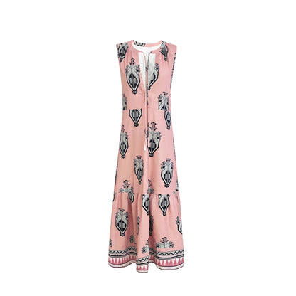 Robe maxi femme avec un élégant motif floral et un décolleté en V profond Chic und Stil